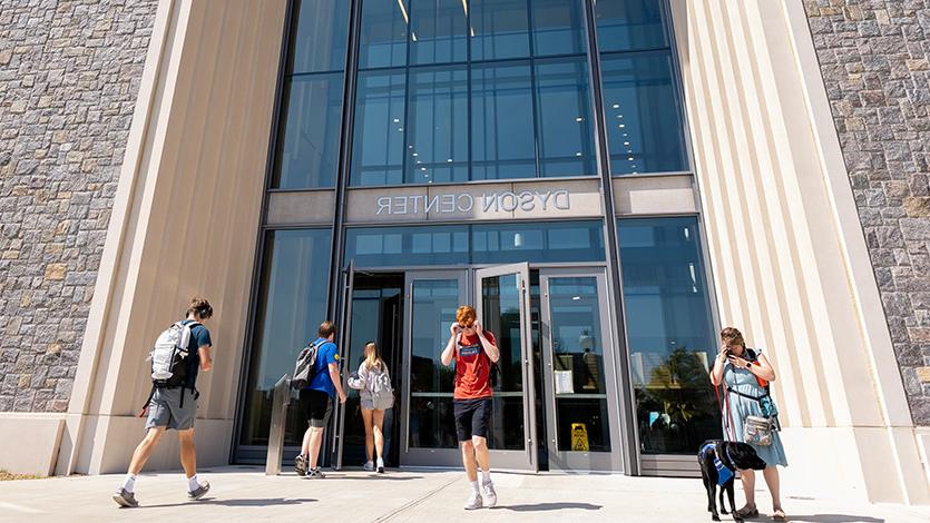 Image of students in front of Dyson Center.